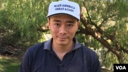 David Wang of Chinese Americans for Trump is thrilled with the Republican victory in the presidential election. (M. O'Sullivan/VOA)