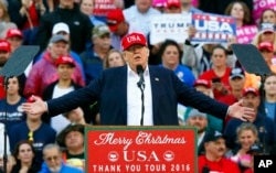 President-elect Donald Trump speaks during a rally at the Ladd–Peebles Stadium, in Mobile, Ala., Dec. 17, 2016.