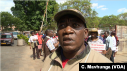 Raymond Majongwe, the secretary general of the Progressive Teachers Union, leads teacher protests in Harare, Nov. 9, 2018.