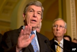 FILE - Sen. Roy Blunt, R-Mo., speaks during a news conference on Capitol Hill in Washington, May 17, 2016.