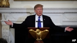President Donald Trump participates in the 2019 White House Business Session with Our Nation's Governors at the White House in Washington, Feb. 25, 2019.