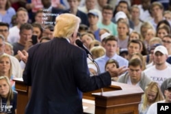 Republican presidential candidate Donald Trump speaks during a campaign rally at High Point University in High Point, N.C., Sept. 20, 2016.