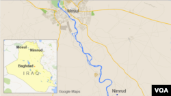 Map of Iraq showing Mosul and Nimrud