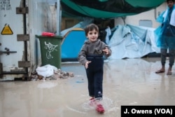 FILE - A child at Vial centre on the Greek Island of Chios. Conditions at the camp have prompted protests in the past.