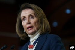House Speaker Nancy Pelosi of Calif., speaks during a news conference on Capitol Hill in Washington, Jan. 17, 2019.