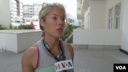 Alison Morrow is a journalist for a U.S. TV station who is covering her first Olympic Games in Rio de Janeiro. (P. Brewer/VOA)