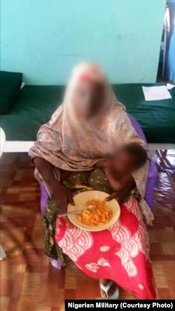 Amina Ali was rescued from Boko Haram on May 18, 2016. (Photo courtesy Nigerian military via @Peterclottey)