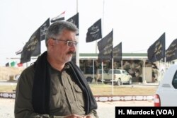 Commander Zaki Muratti of the Popular Mobilization Units, locally known as Hashd Shaaby, says if the Kirkuk standoff turns into battle, the people in the middle on both sides will suffer most on Sept. 26, 2017 in Kirkuk, Iraq.