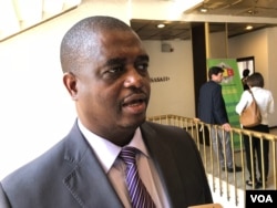 Zimbabwe Electoral Commission spokesman Qhubani Moyo refused to comment on the election observer mission report. (C. Mavhunga/VOA)