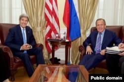 U.S. Secretary of State John Kerry shares a laugh with Russian Foreign Minister Sergey Lavrov on June 30, 2015, in Vienna, Austria, before a bilateral meeting amid P5+1 negotiations with Iranian leaders about the future of their nuclear program. (Photo: State Department)
