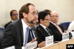 United Nations High Commissioner for Human Rights Zeid Ra'ad Al Hussein speaks during the opening of the 38th session of the U.N. Human Rights Council in Geneva, Switzerland, June 18, 2018.