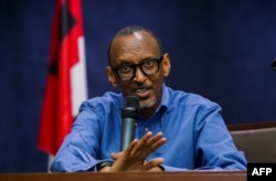 Rwanda's President and RPF Chairman Paul Kagame gives a press conference after presenting his credentials as presidential candidate for the upcoming elections in Kigali, June 22, 2017.