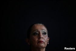 LaDonna Brave Bull Allard, a member of the Standing Rock Sioux Tribe who protested the planned Dakota Access oil pipeline, waits to speak after being honored as a Disobedience Award finalist during "Defiance!" at Massachusetts Institute of Technology (MIT