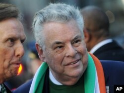 New York Representative Peter King at the Saint Patrick's Day Parade in New York City, March 17, 2018.
