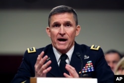 Retired Lieutenant General Michael Flynn, seen in this 2014 file photo, will join Drone Aviation Holding Corp as vice chairman of its board of directors. Flynn has been advising Republican front-runner Donald Trump informally on foreign policy.