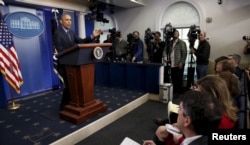 U.S. President Barack Obama holds his end of the year news conference at the White House in Washington, Dec. 18, 2015.