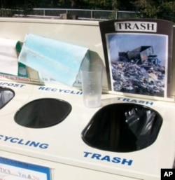 The Green Team's recycle boxes have explicit instructions about what goes into which bin.