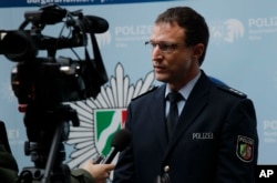 Police spokesman Christoph Gilles speaks during an interview with The Associated Press in Cologne, Germany, Jan. 6, 2016.