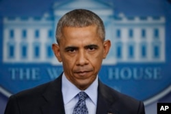 FILE - President Barack Obama speaks at the White House.
