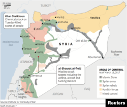 U.S. launches missile strike against Syrian airfield.