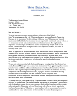 Demokrat senatorlarning Davlat kotibi Entoni Blinkenga maktubi, 1-sahifa