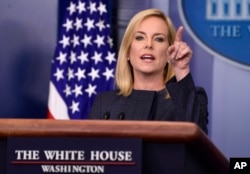 Department of Homeland Security Secretary Kirstjen Nielsen speaks during the daily briefing at the White House in Washington, June 18, 2018.