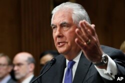 FILE - Secretary of State Rex Tillerson testifies on Capitol Hill in Washington, June 13, 2017.