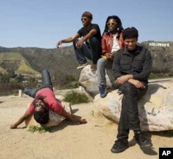 BLK JKS have toured the world with their music, including the United States where they visited Hollywood. L to R: Mpumi Mcata, Molefi Makananise,Tshepang Ramoba, Lindani Buthelezi