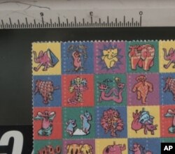 DEA-confiscated LSD soaked “blotter” of the type often used by the 1960s counterculture.