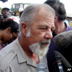 Eugene Terreblanche at start of his 2001 assault trial. He was convicted and served 3 years of a 6 year sentence for assaulting a black security guard