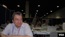 Thomas Gorgissian is covering the Republican National Convention for the Egyptian daily al-Tahrir, Tampa, Florida, August 28, 2012. (J. Featherly/VOA)