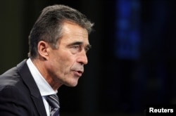 NATO Secretary-General Anders Fogh Rasmussen addresses a news conference in Brussels, Belgium, November 5, 2012.