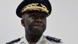 Haiti's Police Director General Leon Charles listens to a reporter's question during a news conference at police headquarters, in Port-au-Prince, Haiti, July 15, 2021.