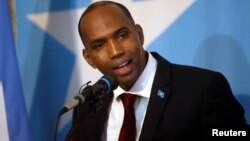 FILE - Somalia's Prime Minister Hassan Ali Khaire addresses lawmakers in Mogadishu, Somalia, March 1, 2017.