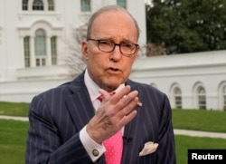 U.S. President Donald Trump's top economic adviser Larry Kudlow speaks to reporters at the White House in Washington on April 6, 2018. REUTERS