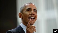 Former President Barack Obama speaks during the Goalkeepers Conference hosted by the Bill and Melinda Gates Foundation, Sept. 20, 2017, in New York.
