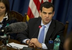 FILE - Then-U.S. Under Secretary for Terrorism and Financial Intelligence David Cohen speaks during a press conference in Rome, October 3, 2012.