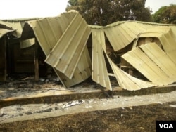 Damaged building that was part of the torched district hospital in Kumba, Cameroon, Feb.12, 2019. (M E Kindzeka/VOA)