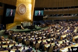 United Nations Secretary-General Antonio Guterres speaks during the United Nations General Assembly at U.N. headquarters, Sept. 19, 2017.