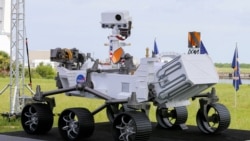 A replica of the Mars 2020 Perseverance Rover is shown during a press conference ahead of the launch of a United Launch Alliance Atlas V rocket carrying the rover, at the Kennedy Space Center in Cape Canaveral, Florida, U.S. July 29, 2020. (REUTERS/Joe Skipper)