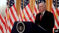 FILE - CIA Director John Brennan speaks in Yorba Linda, California, Aug. 24, 2016.