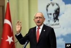 Kemal Kilicdaroglu, the main opposition Republican People's Party leader, speaks to the media in Ankara, Turkey, June 26, 2018.