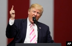 President Donald Trump speaks at a campaign rally in support of Sen. Luther Strange, Friday, Sept. 22, 2017, in Huntsville, Alabama.