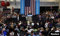 Democratic presidential candidate Hillary Clinton speaks at a campaign rally in Columbus, Ohio, June 21, 2016.