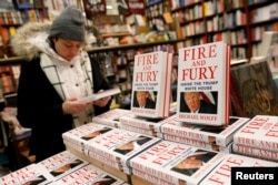 Copies of the book "Fire and Fury: Inside the Trump White House" by author Michael Wolff are seen at the Book Culture bookstore in New York, Jan. 5, 2018.