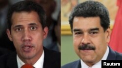 From left, Venezuelan opposition leader Juan Guaido and Venezeulan President Nicolas Maduro.