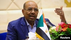FILE - Sudan's President Omar Hassan al-Bashir speaks during a press conference at the palace in Khartoum, March 2, 2017.