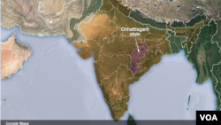 মানচিত্রে ভারতের ছত্তিশগড় রাজ্য