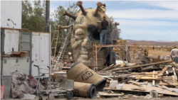 雕塑家陈维明告诉美国之音，“中共病毒”现在只需要盖上头盖骨，再种上一根根病毒，涂上颜色之后就是成品了。(美国之音，2021年5月25日)