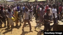 FILE – Demonstrators gather in the Ethiopian town of Shakiso to oppose MIDROC gold mining operations in February 2016. They contend chemicals used in mining jeopardize public health. (Courtesy photo)